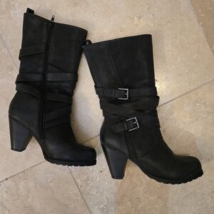 Dark Gray Heeled Boots SZ 8